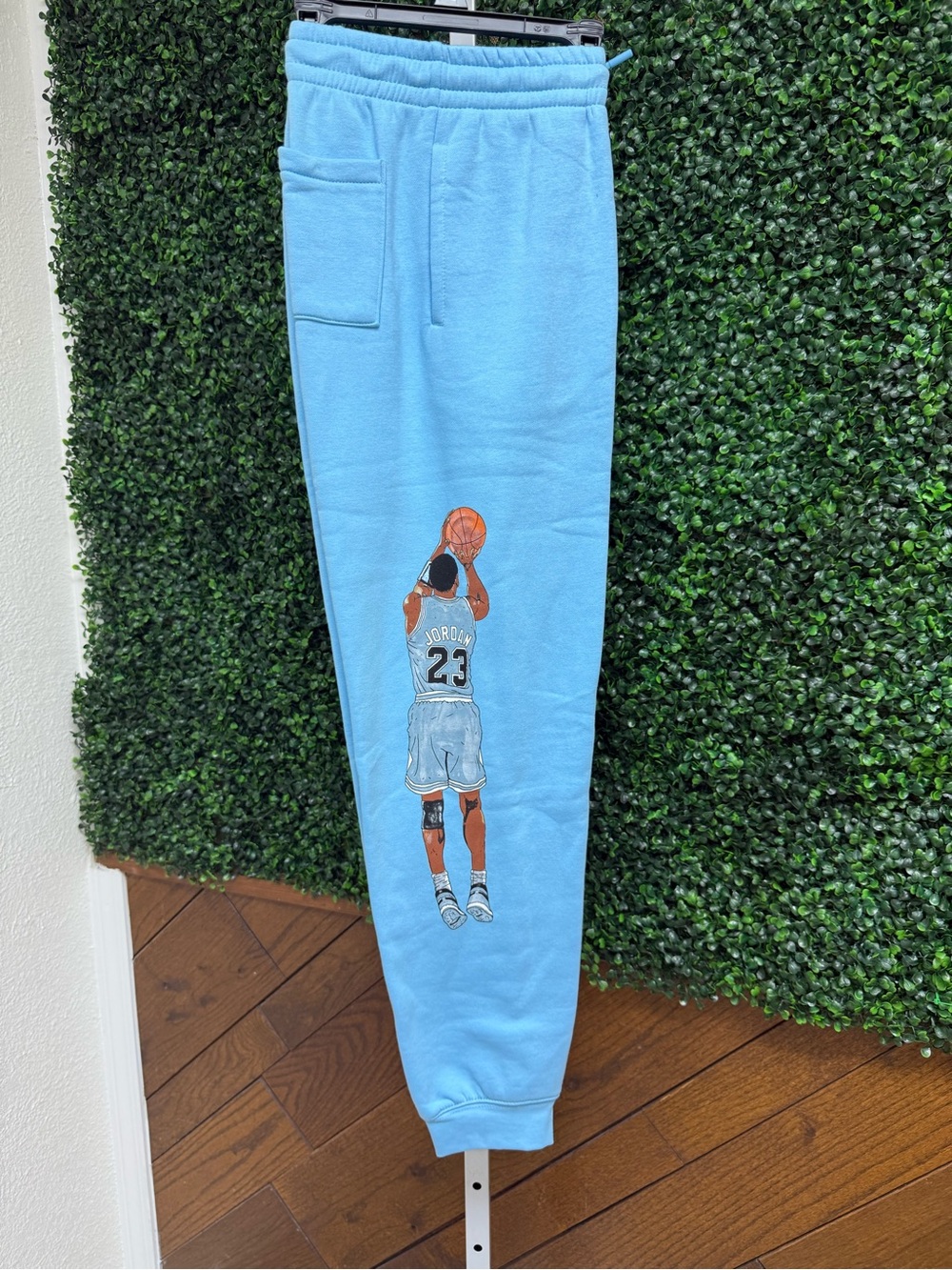 Jordan Light Blue Kids' Sweatpants with Basketball Graphic